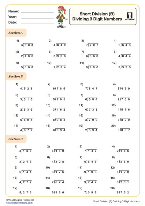 3-digit by 1-digit division worksheets|Printable Divide 3.